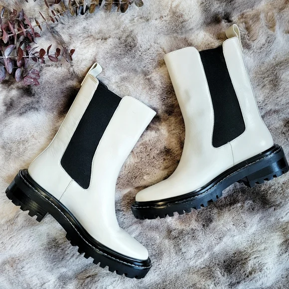 💋LAST DAY!!💋Tory Burch Ivory Leather Benton Boots size 8 - FINAL PRICE - Picture 4 of 11